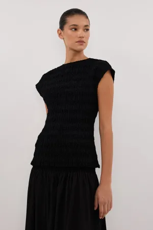 SIERRA BLACK TEXTURED TOP