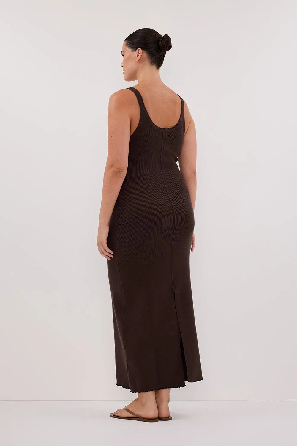 SIGNATURE CHOC CONTRAST SCOOP MIDI DRESS