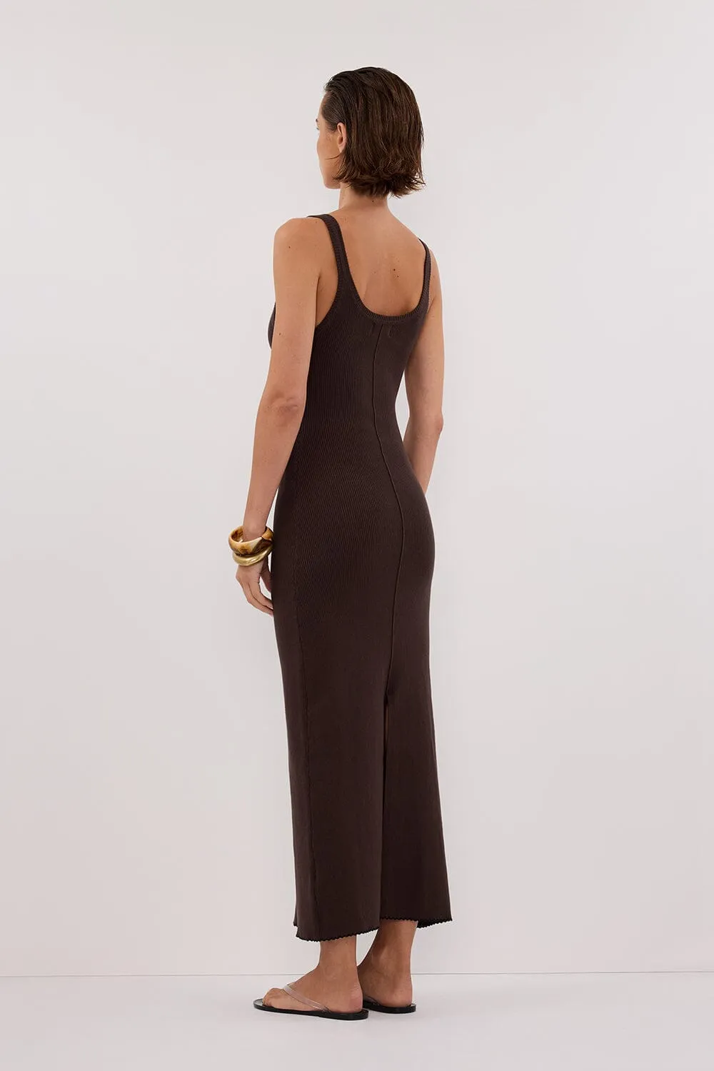 SIGNATURE CHOC CONTRAST SCOOP MIDI DRESS