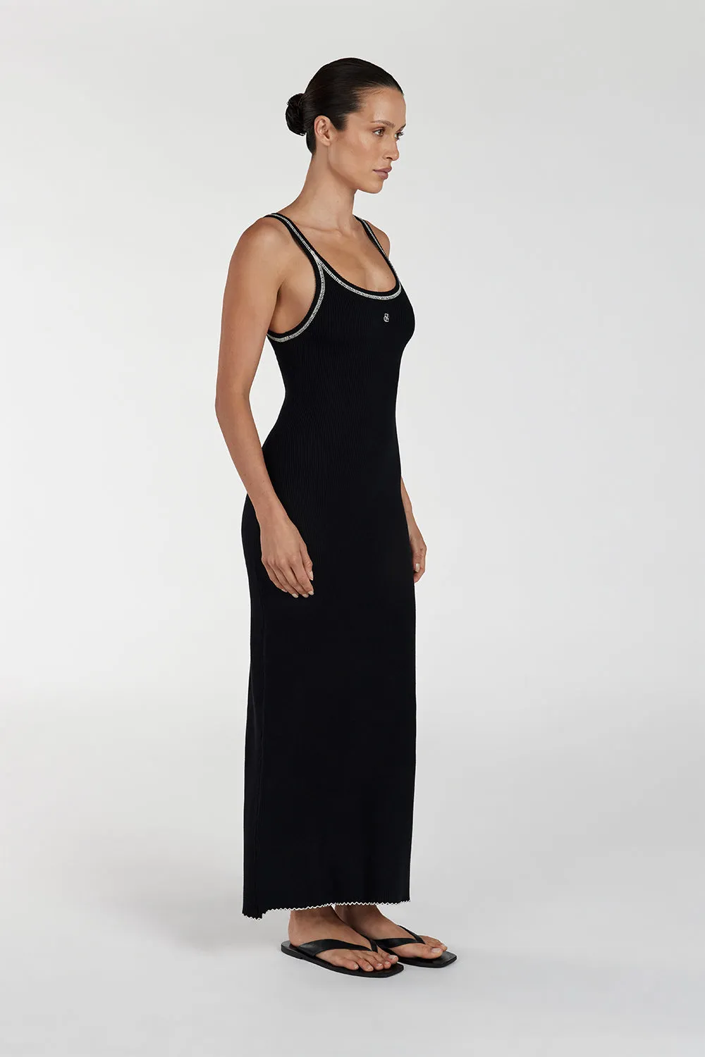 SIGNATURE CONTRAST SCOOP MIDI DRESS