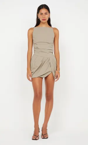 SLOAN BUBBLE MINI DRESS - TAUPEE