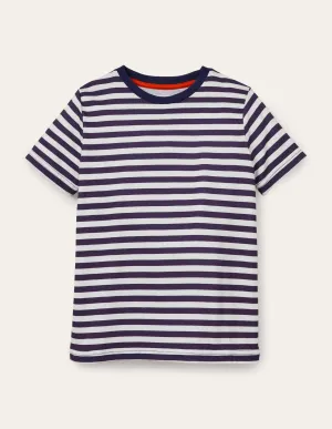 Slub Washed T-shirt-College Navy/Ivory