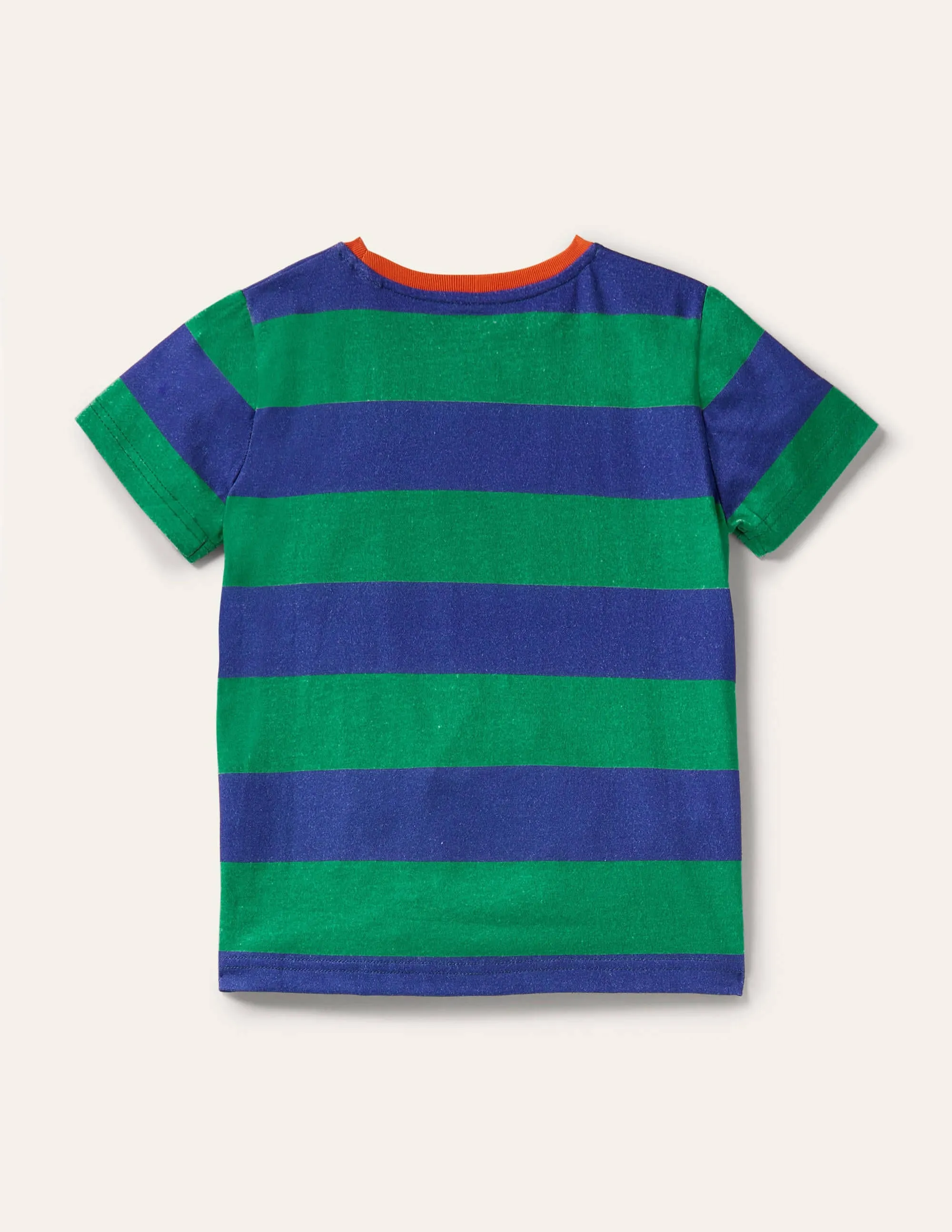 Slub Washed T-shirt-Green Pepper/Blue Wave