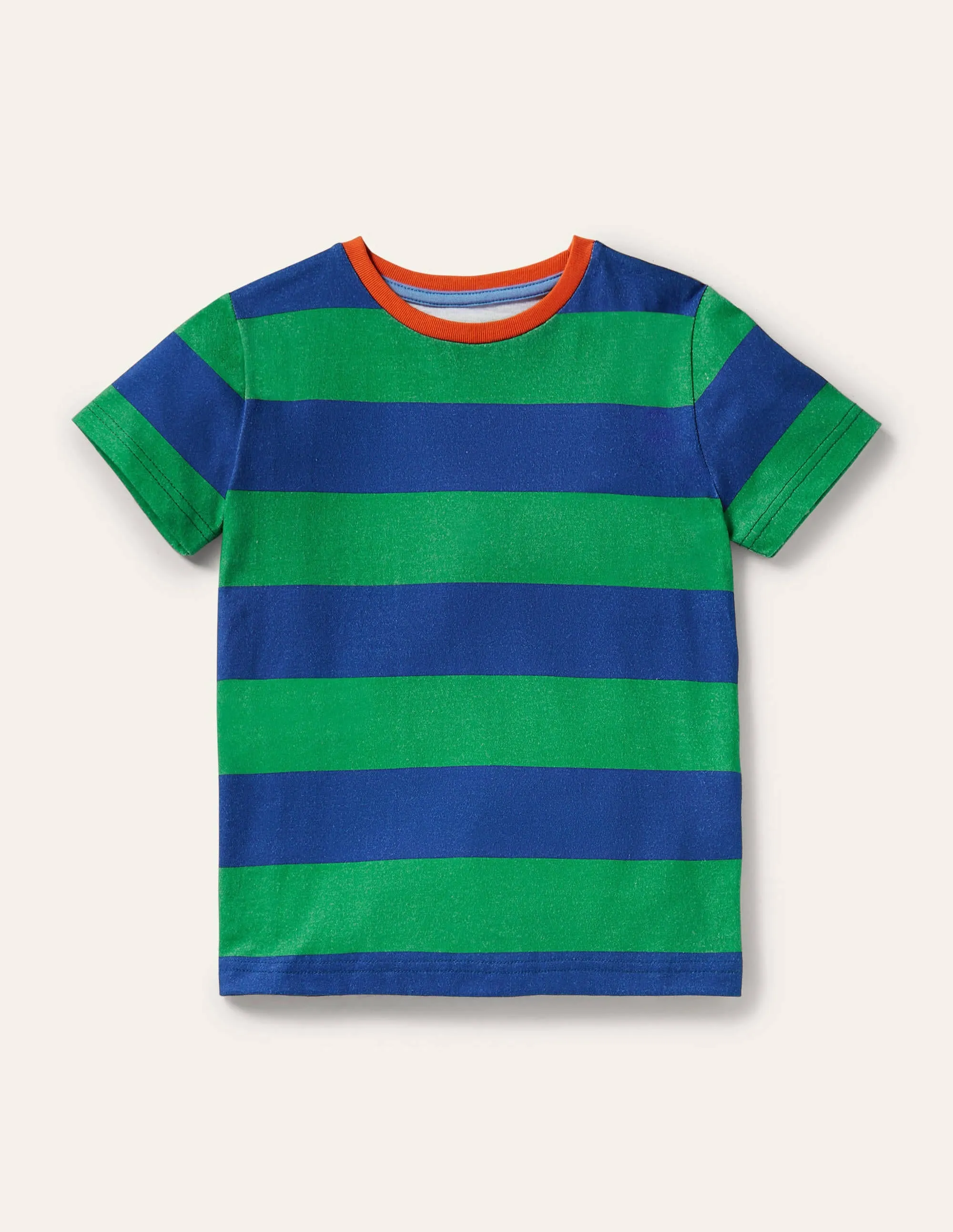 Slub Washed T-shirt-Green Pepper/Blue Wave