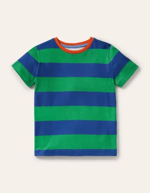 Slub Washed T-shirt-Green Pepper/Blue Wave