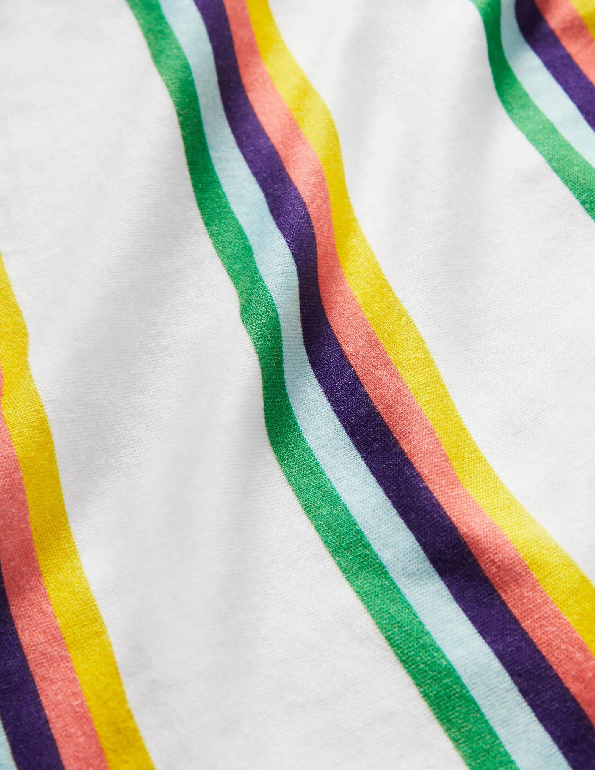 Slub Washed T-shirt-Ivory/Rainbow