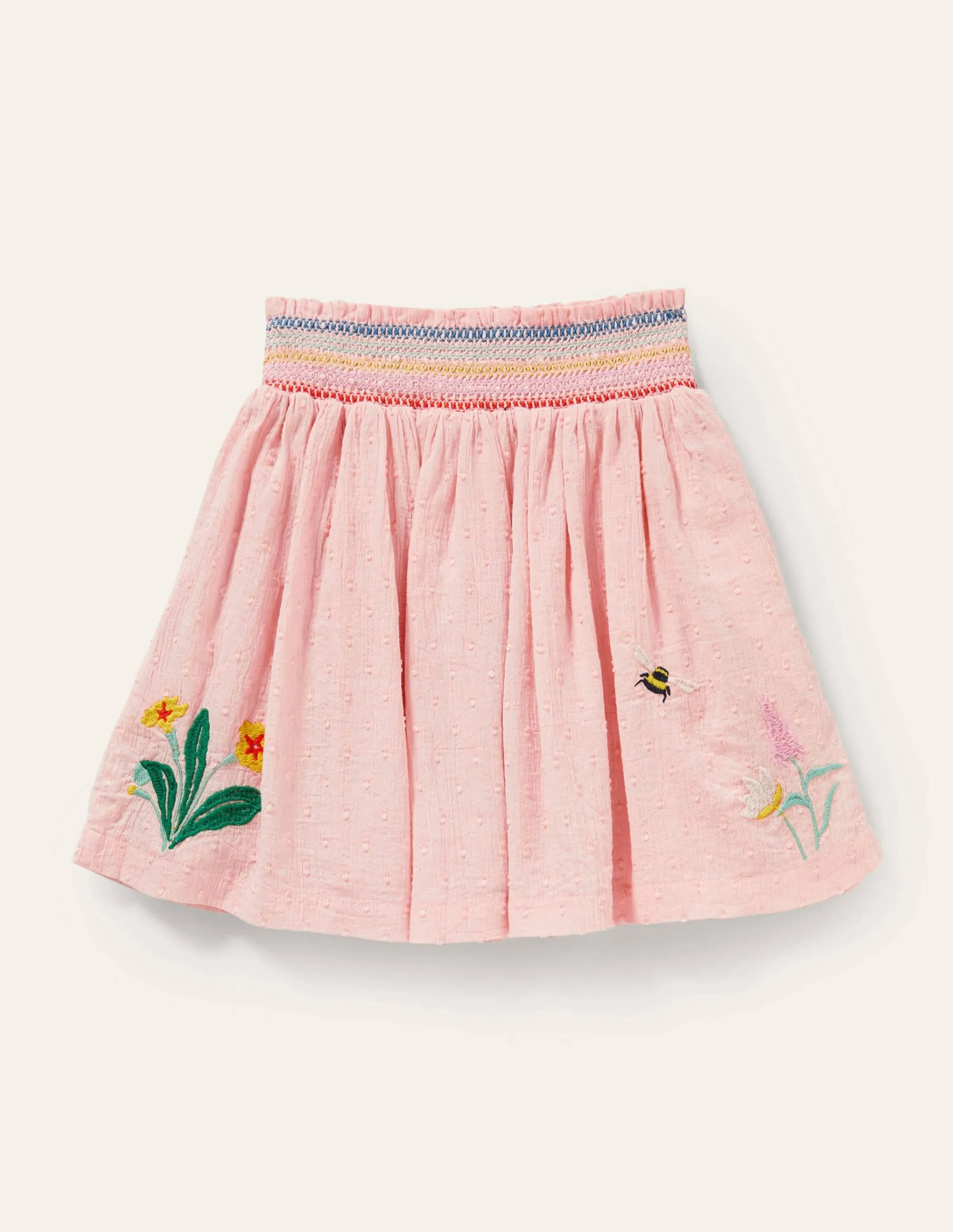Smock Embroidered Skirt-Provence Dusty Pink Flowers