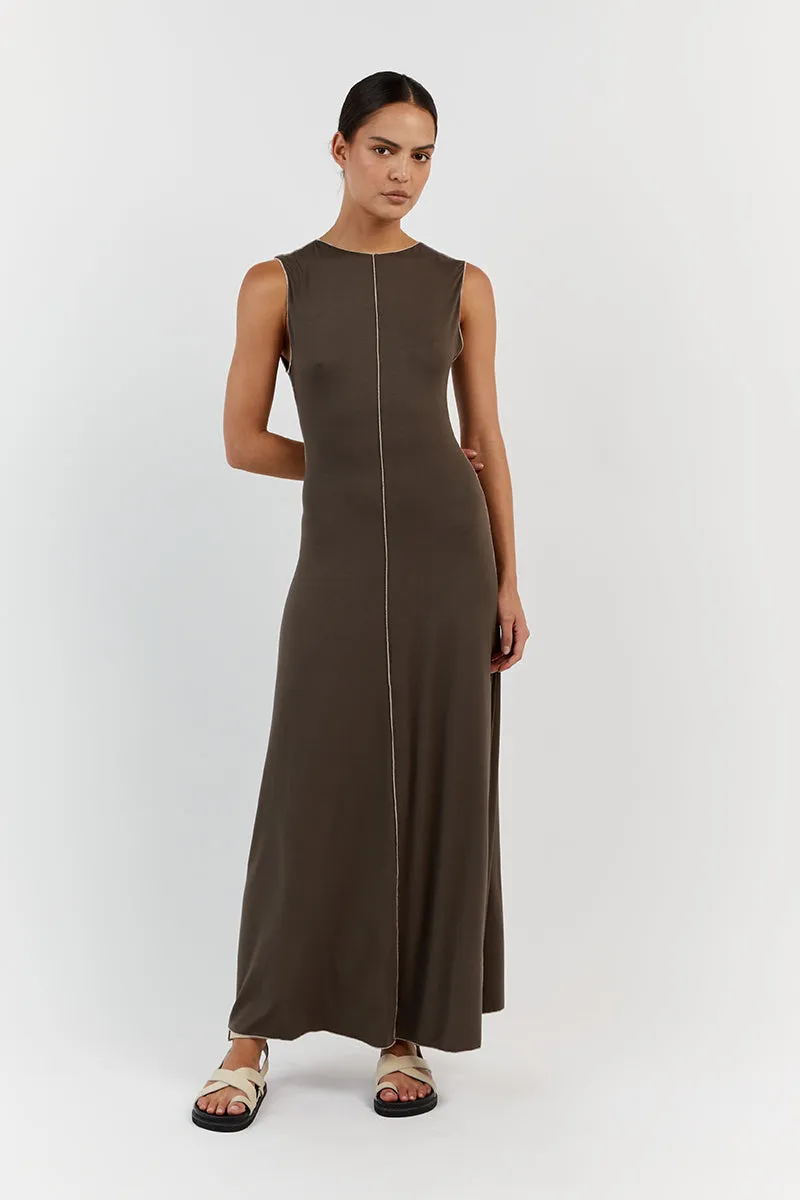 SOHO OLIVE SLEEVELESS MIDI DRESS
