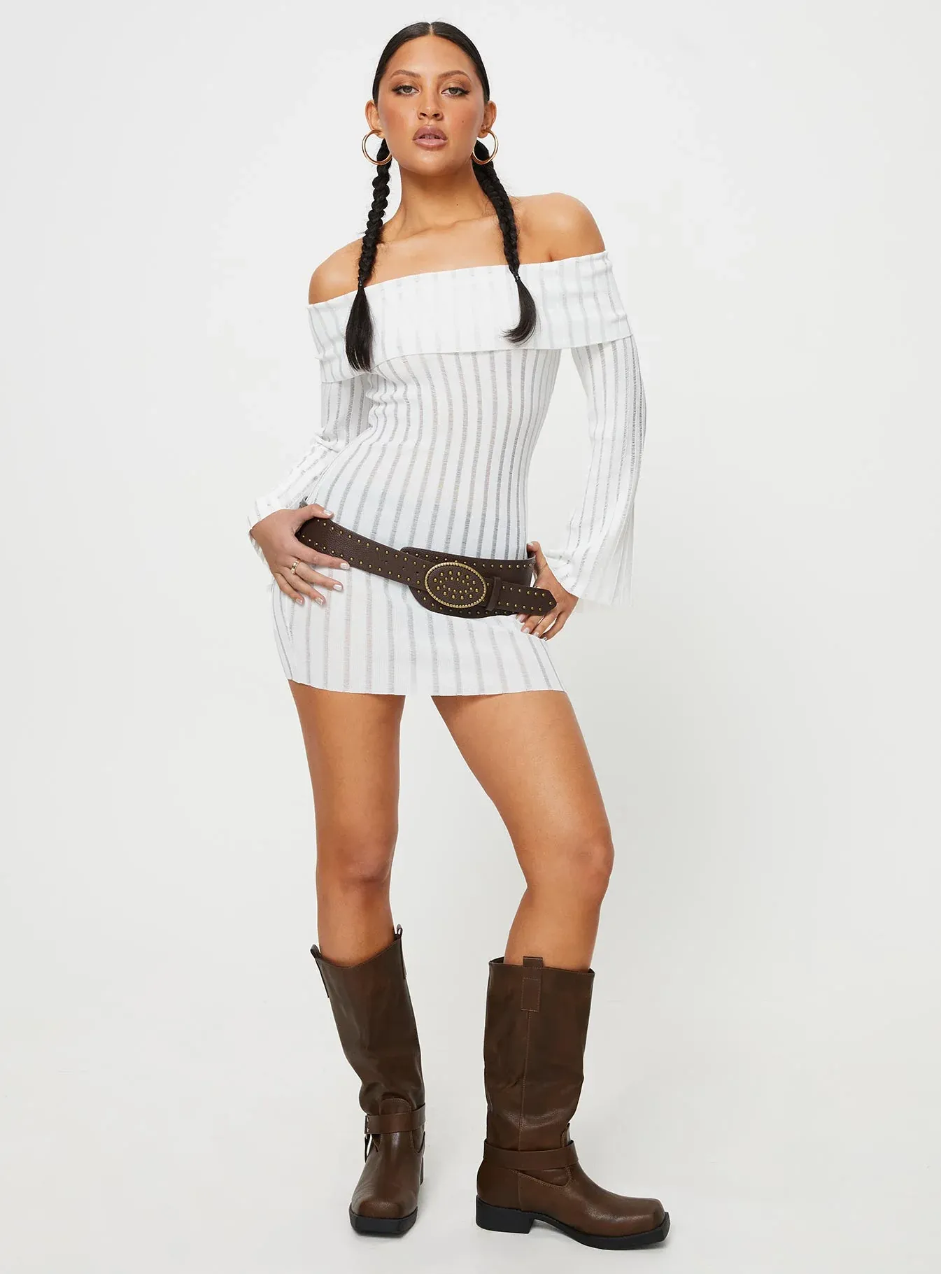 Sorrel Off The Shoulder Mini Dress White