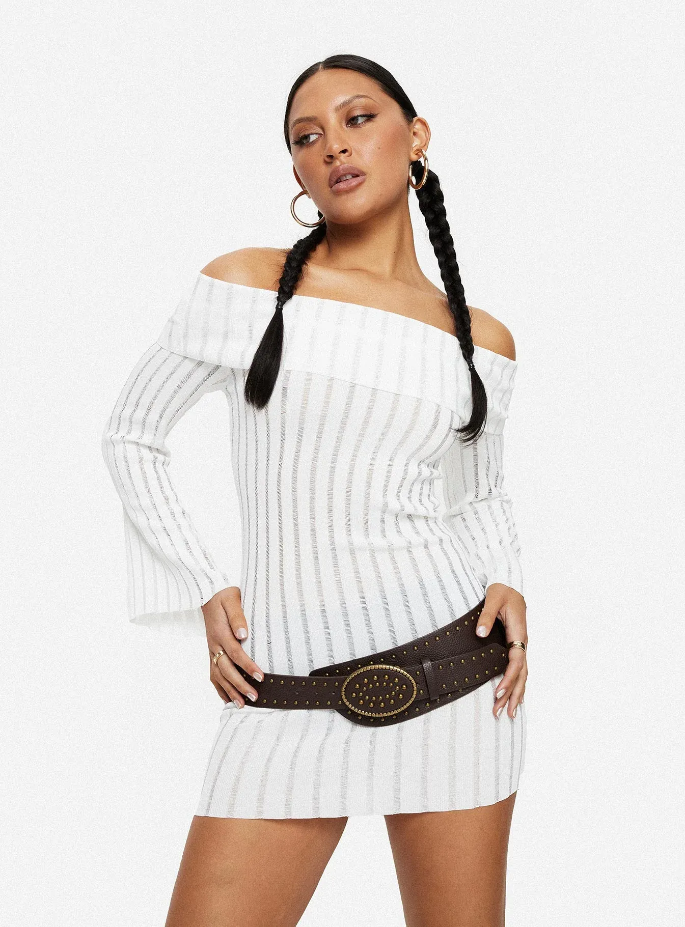 Sorrel Off The Shoulder Mini Dress White