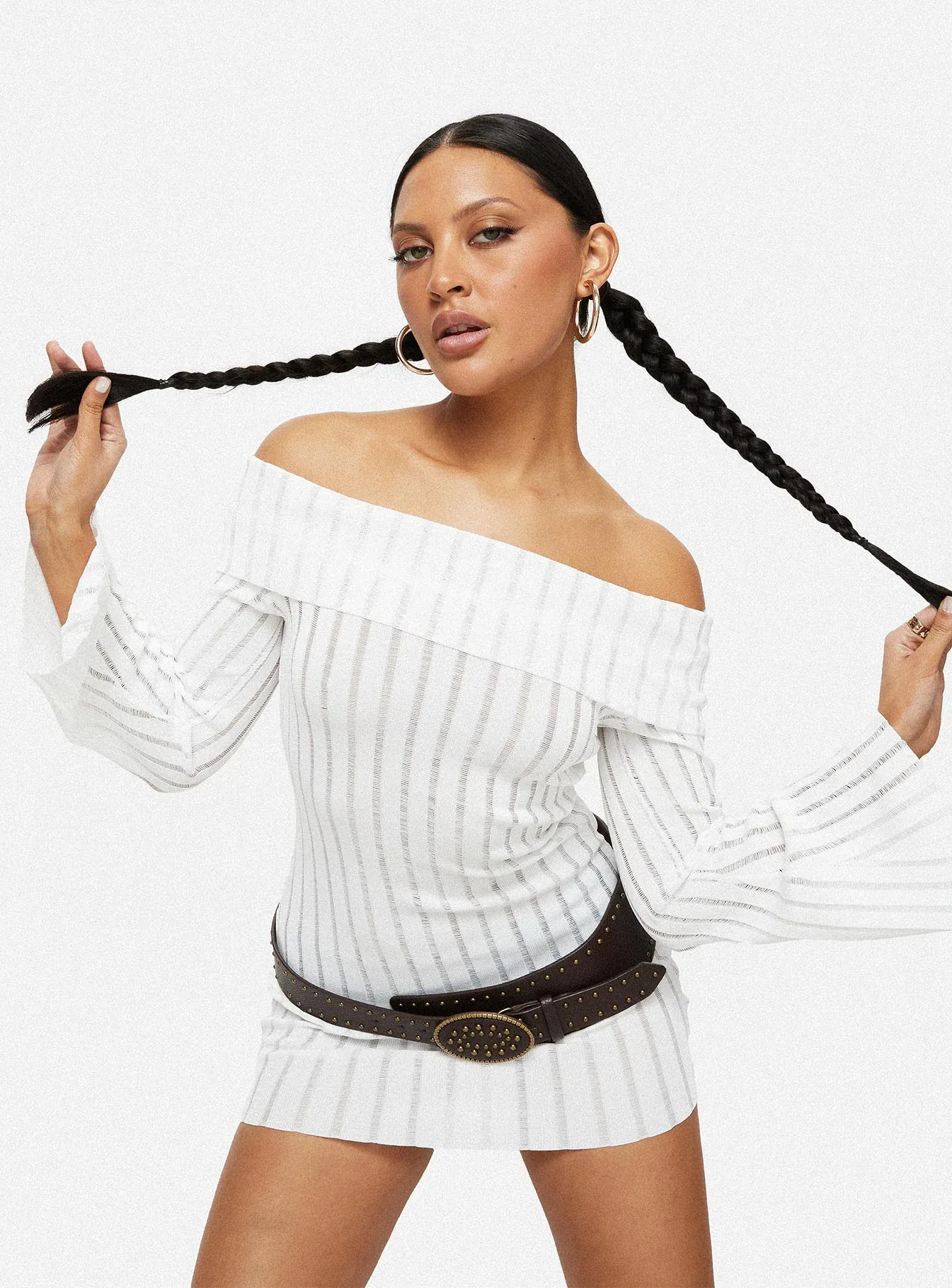 Sorrel Off The Shoulder Mini Dress White