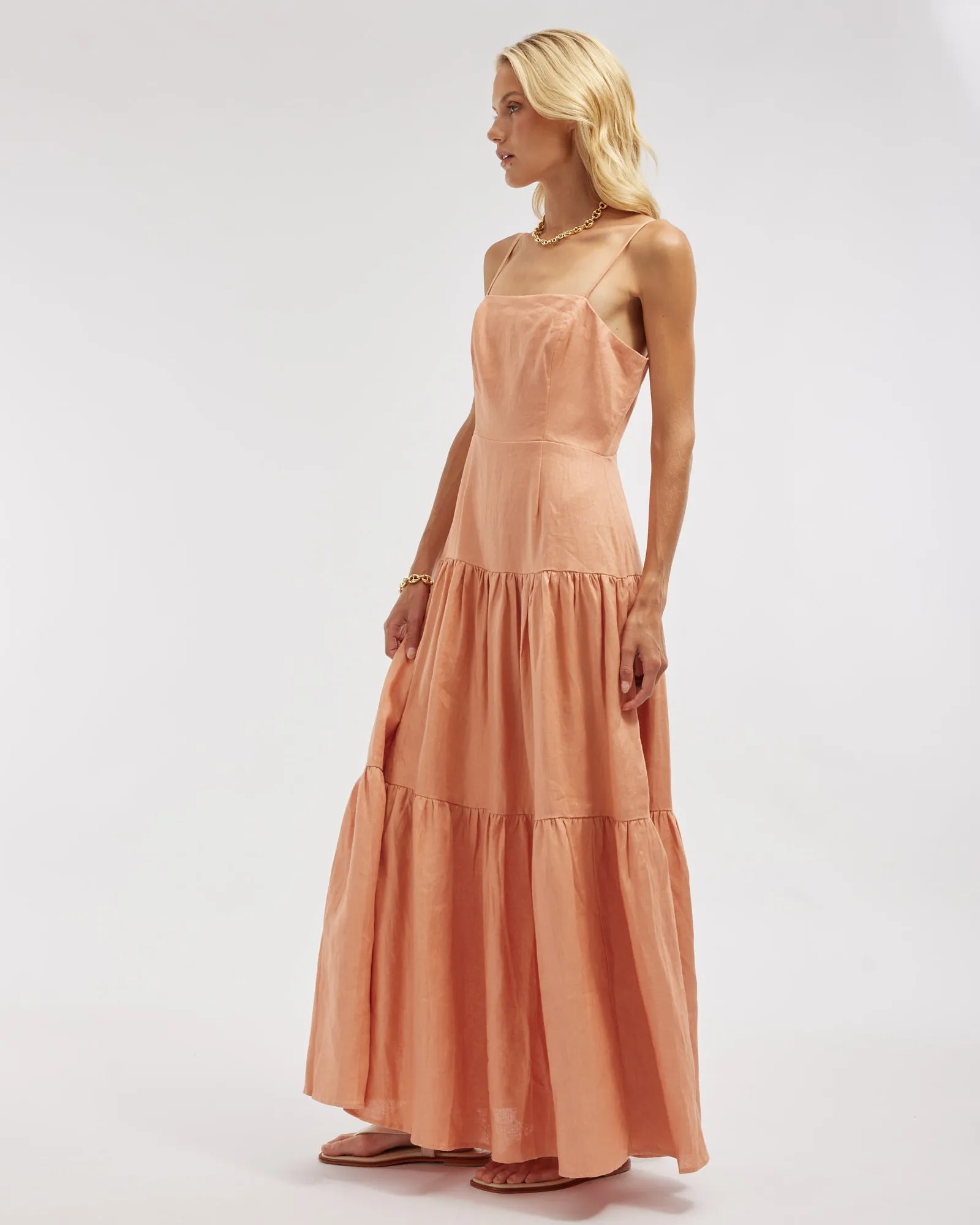 Sorrento Linen Maxi Dress - Apricot