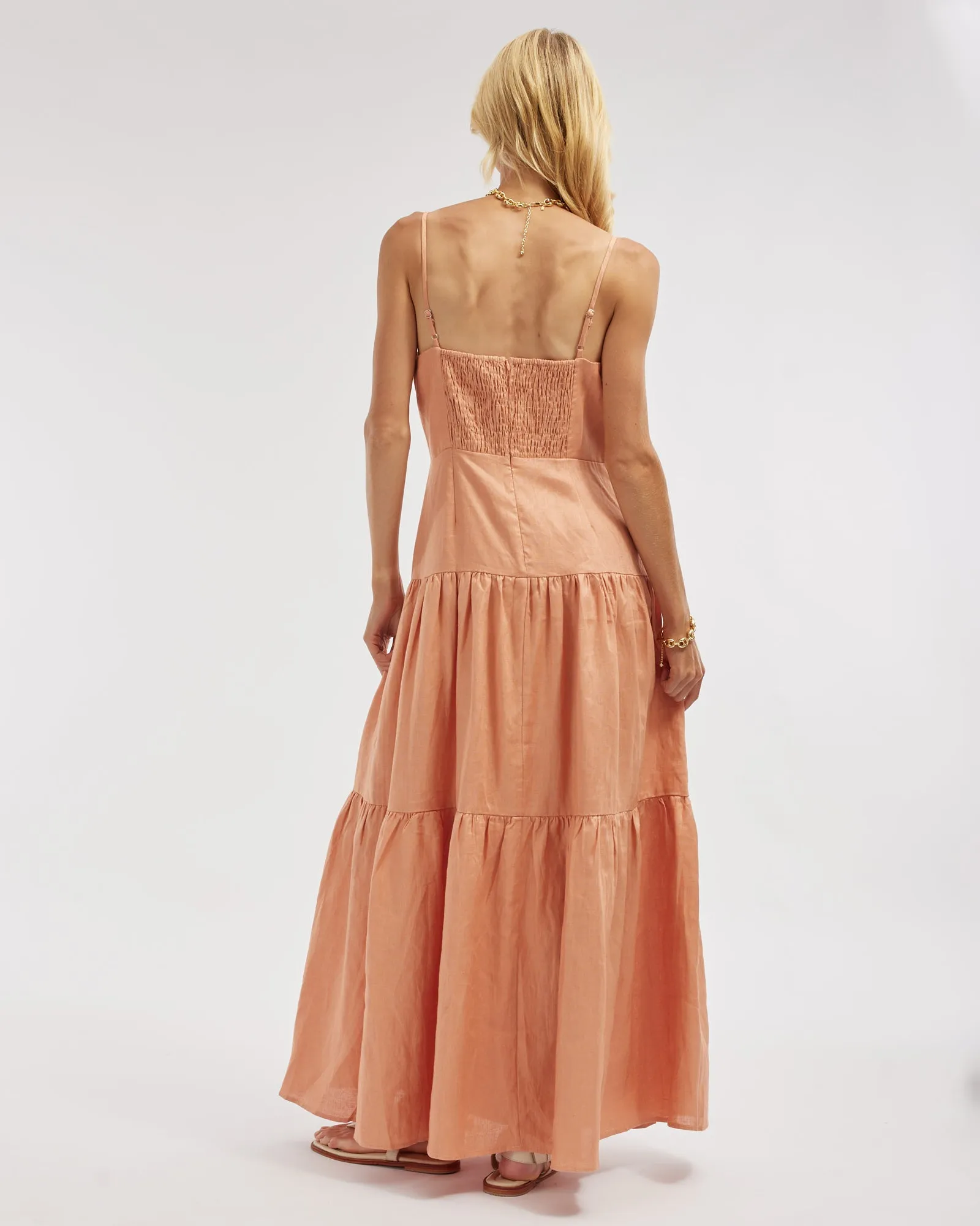 Sorrento Linen Maxi Dress - Apricot