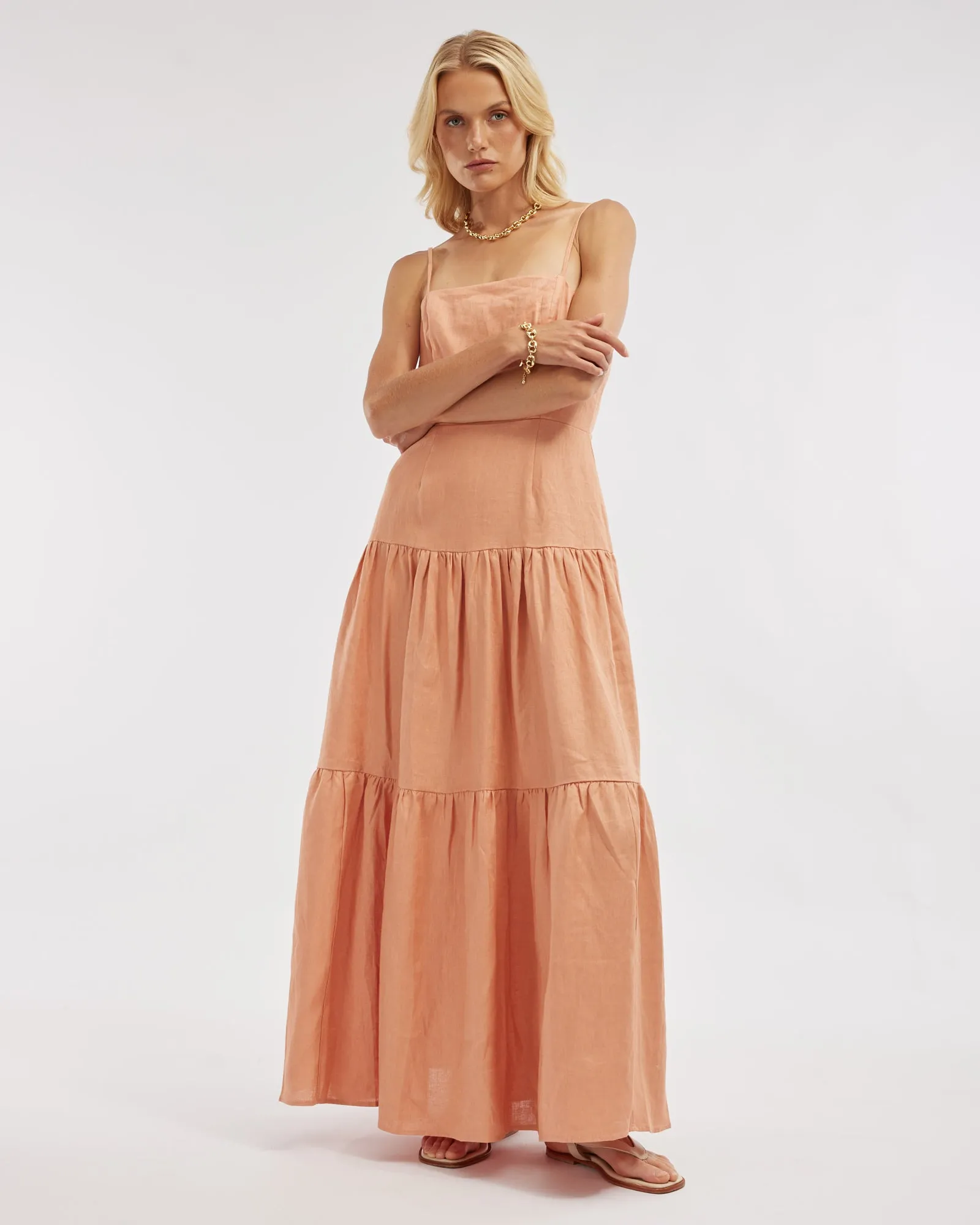 Sorrento Linen Maxi Dress - Apricot