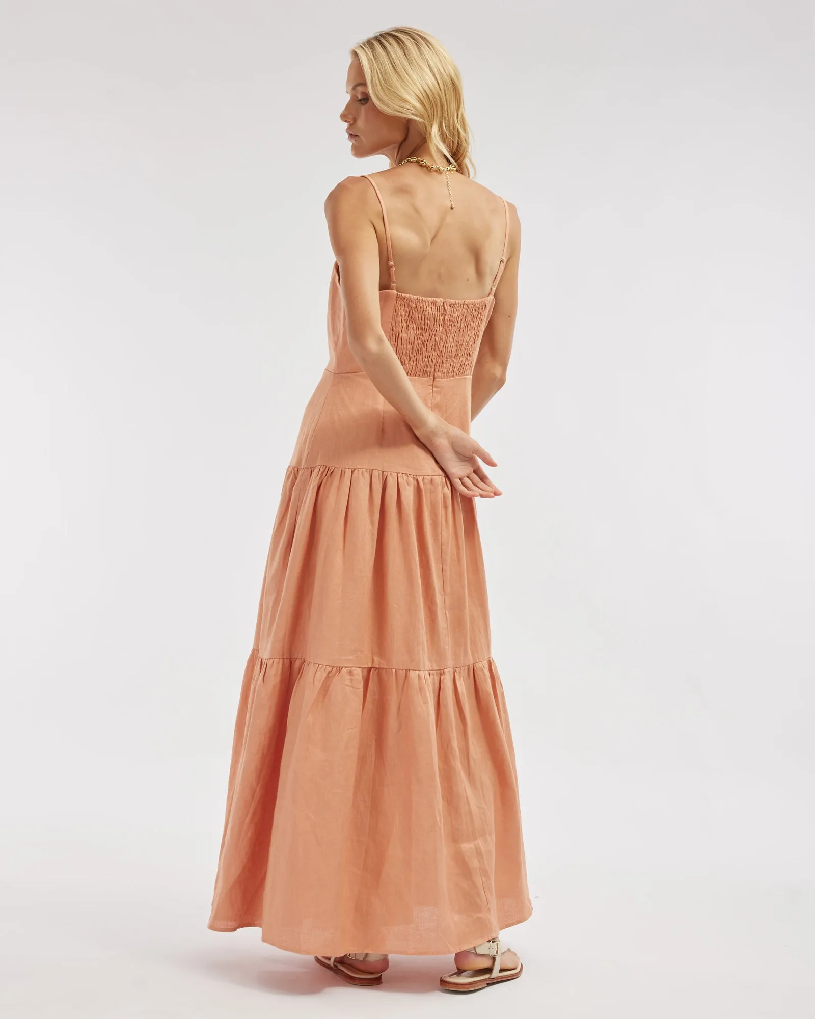 Sorrento Linen Maxi Dress - Apricot