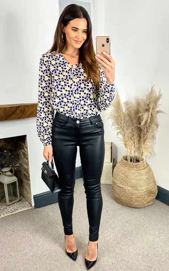 Stella Printed Blouse (Yellow & Black)