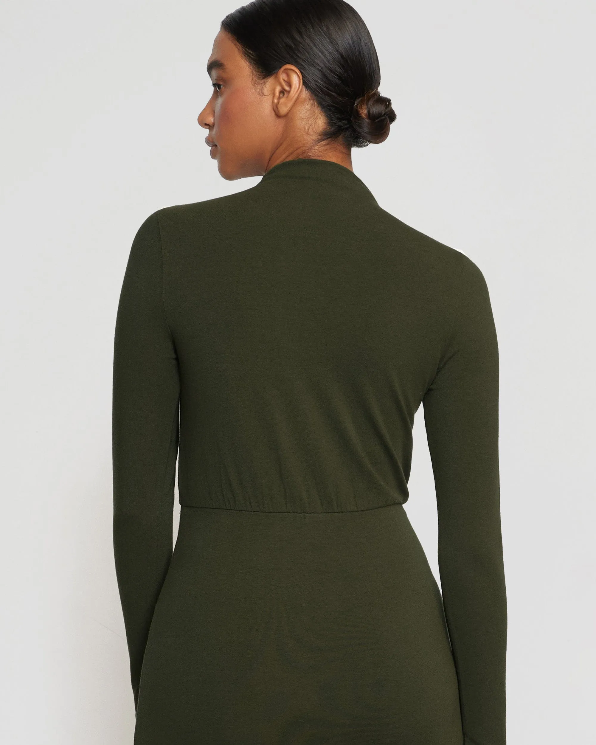 Suki Mock-Neck Side-Slit Dress
