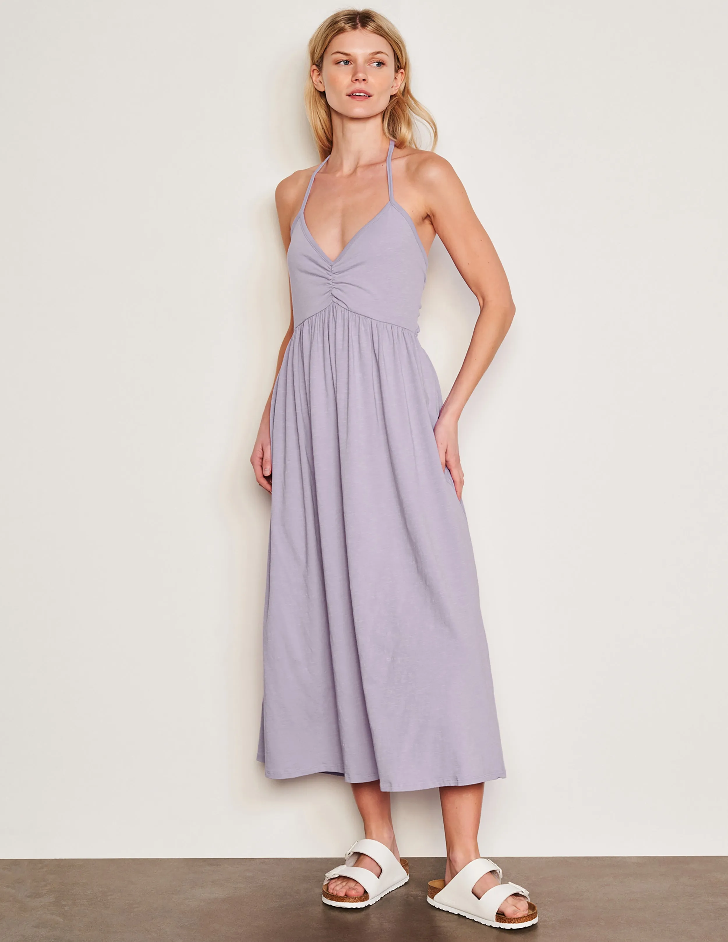 Sundry Tie Back Dress in Dark Lavender