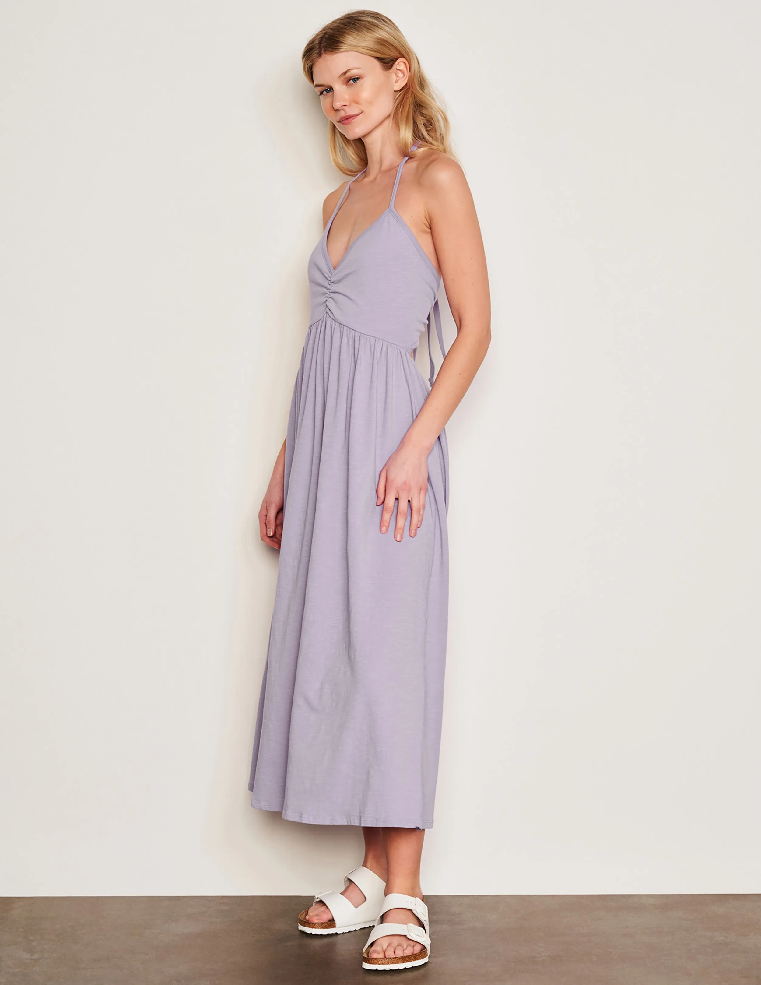 Sundry Tie Back Dress in Dark Lavender