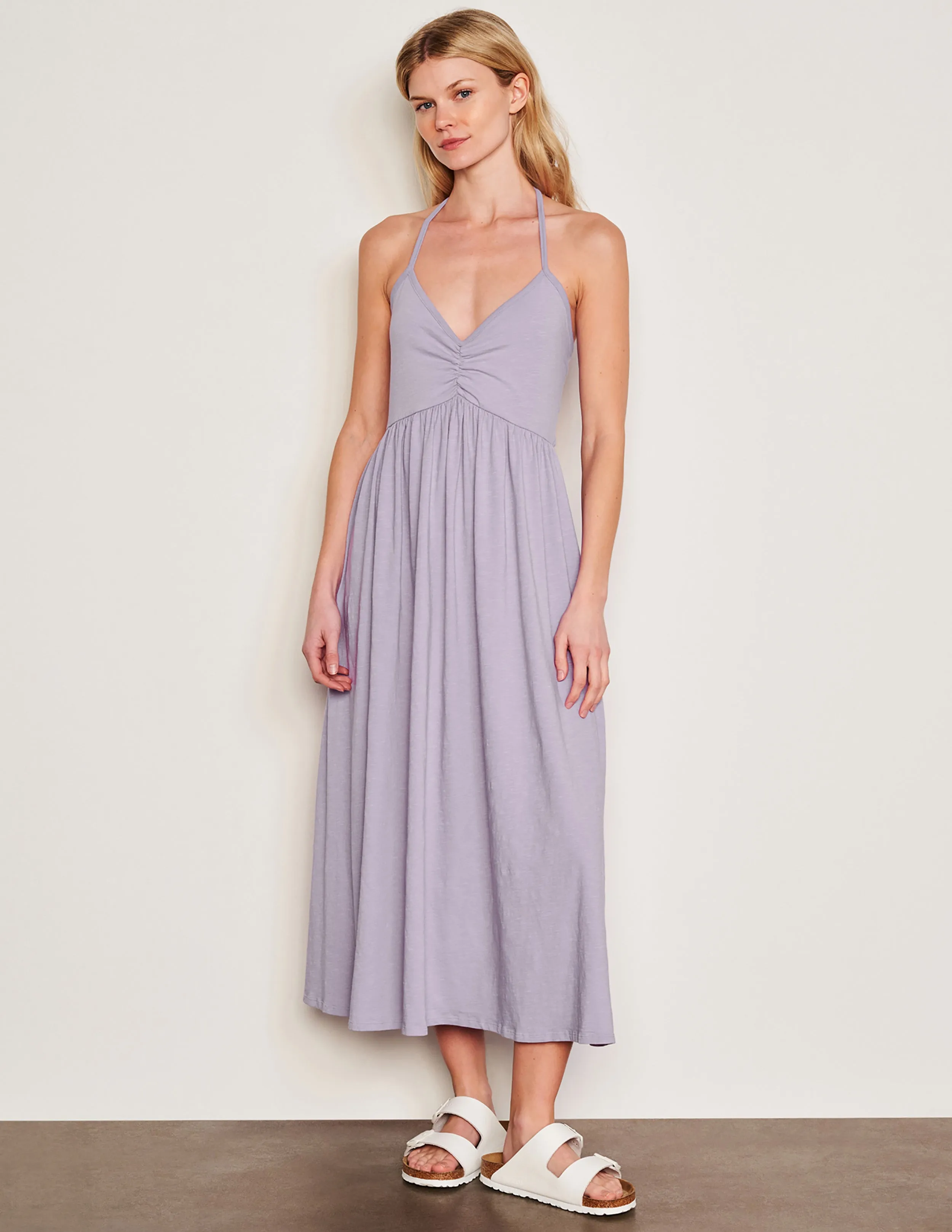 Sundry Tie Back Dress in Dark Lavender