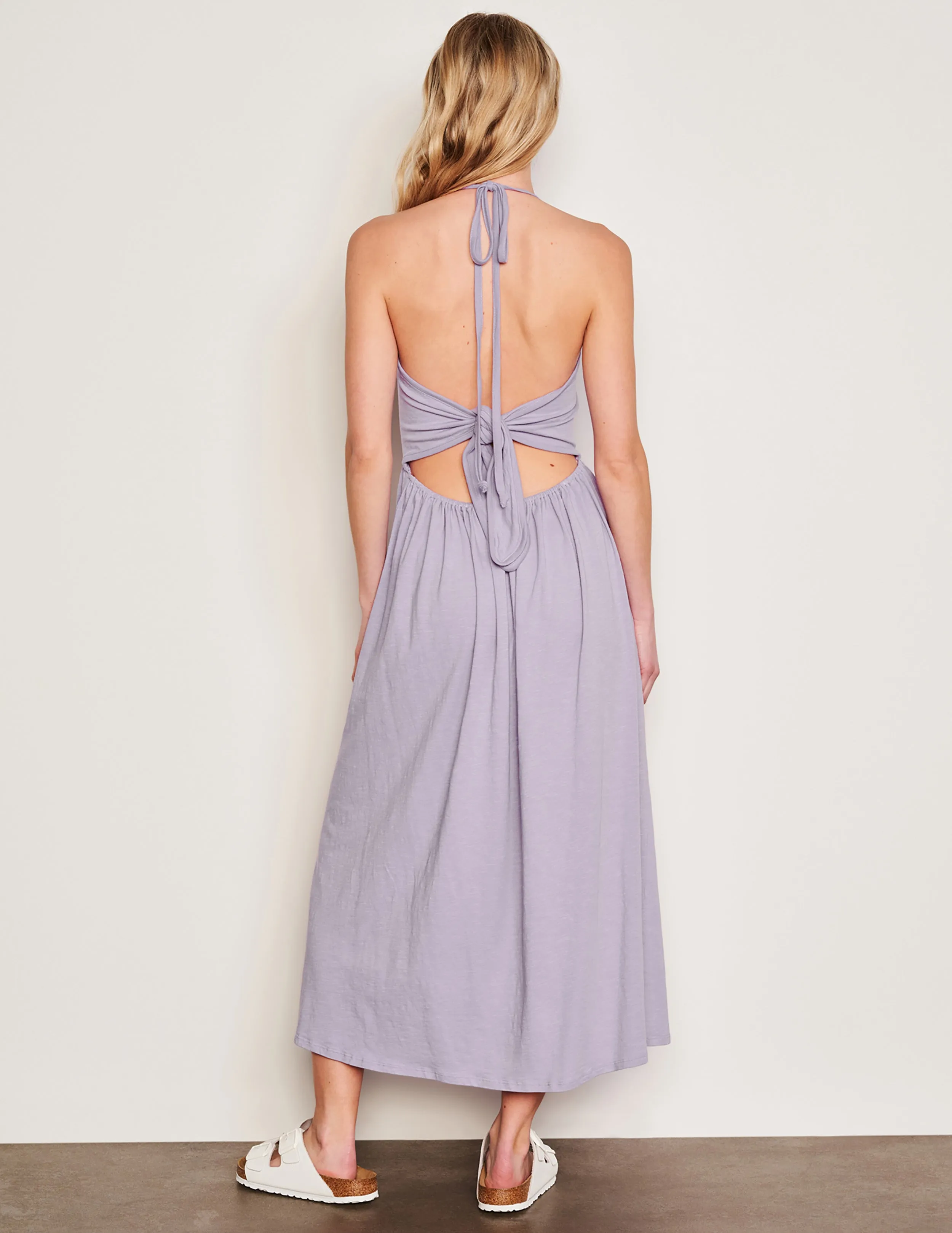 Sundry Tie Back Dress in Dark Lavender