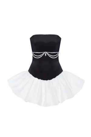 Swan-like mini corset dress, Glow-Up