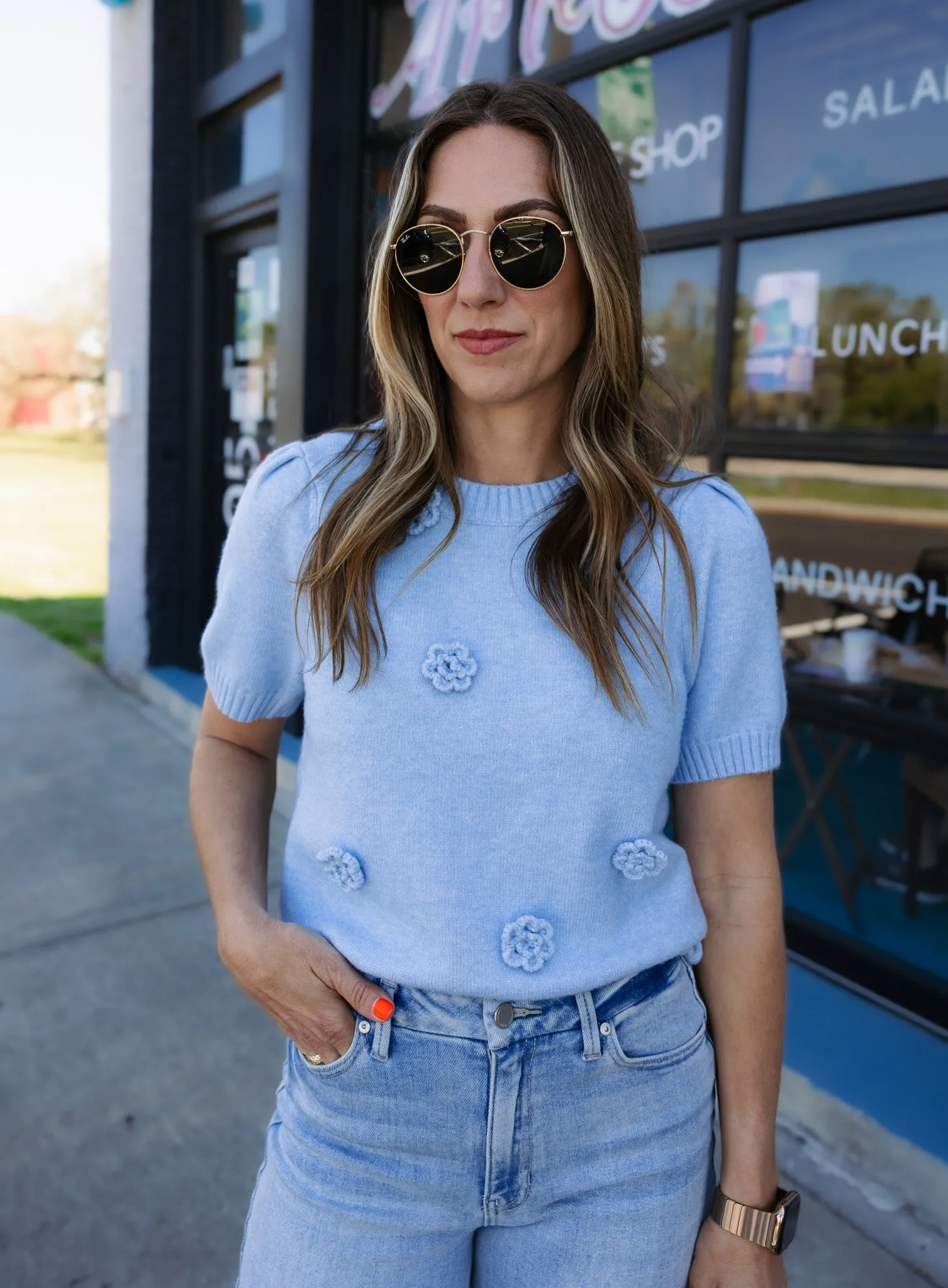 Tassa Floral Short Sleeve Sweater