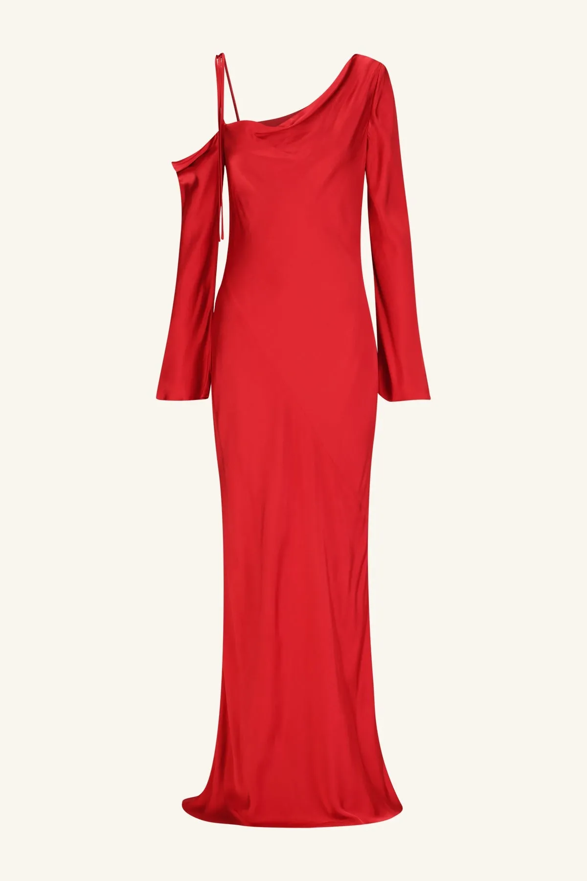 TATUM ASYMMETRICAL LONG SLEEVE MAXI DRESS - GRENADINE