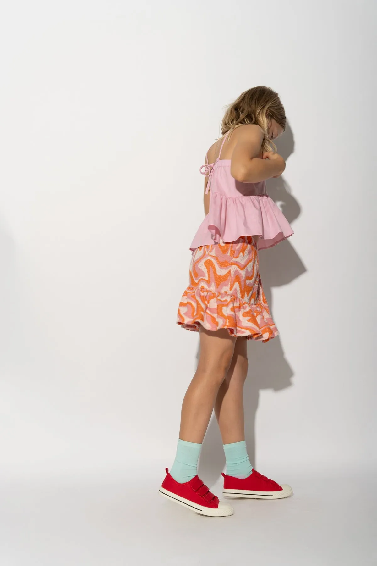 TERRY WAVY PRINT SHORT SKIRT