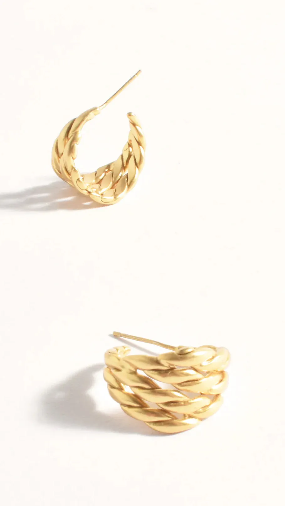 Twisted Multi Layer Hoop Earrings - Gold