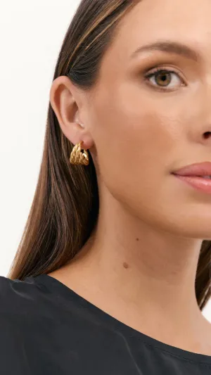 Twisted Multi Layer Hoop Earrings - Gold