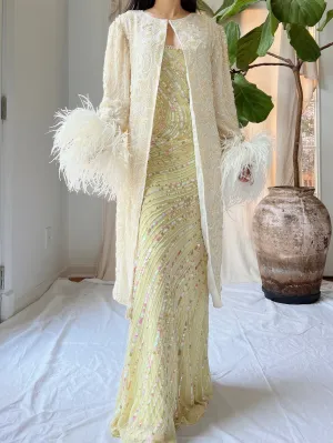 Vintage Silk Beaded Feather Duster - S/M