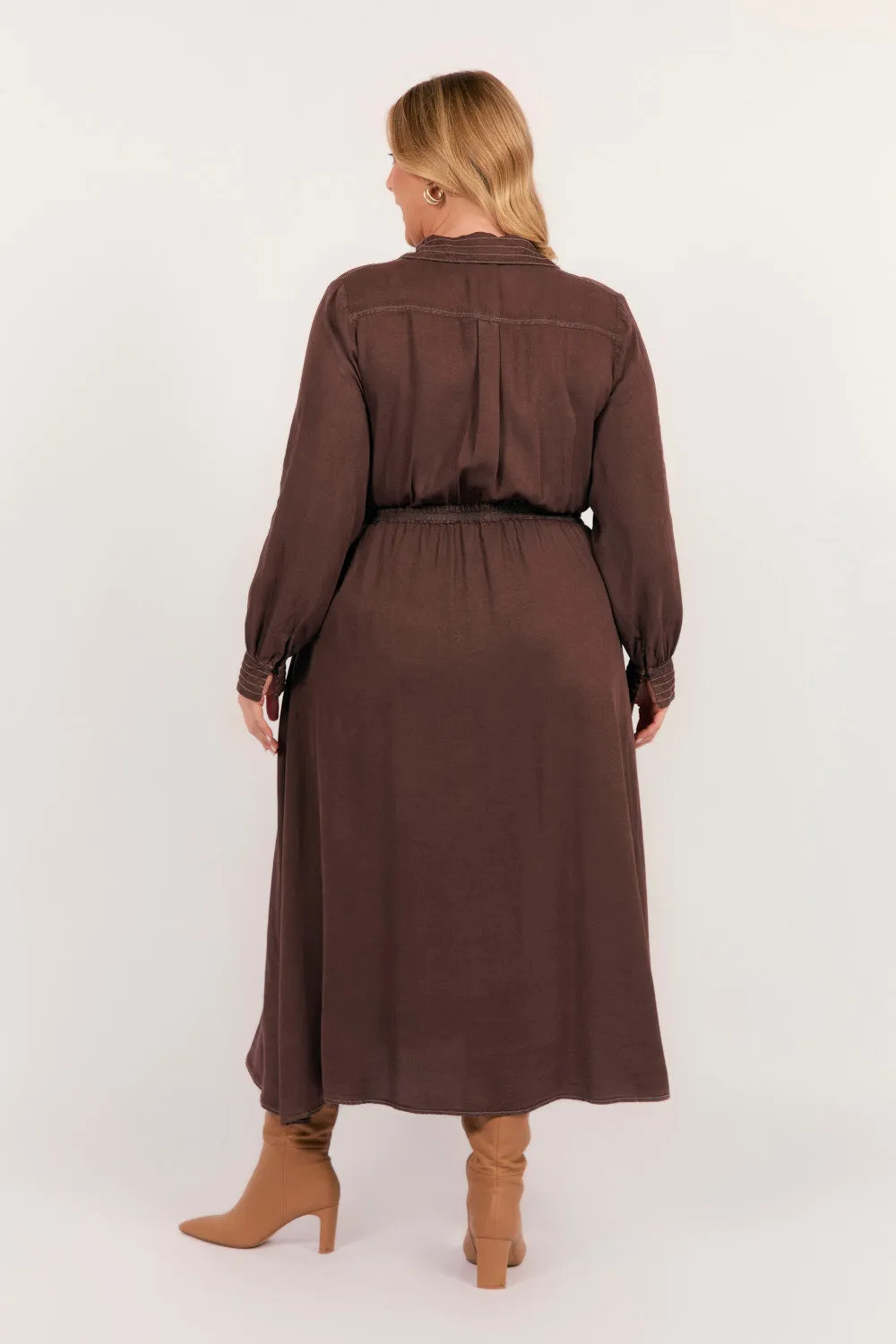 Wendy Tencel Wrap Dress in Chocolate