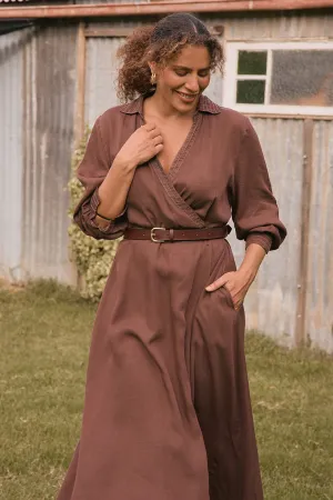 Wendy Tencel Wrap Dress in Chocolate