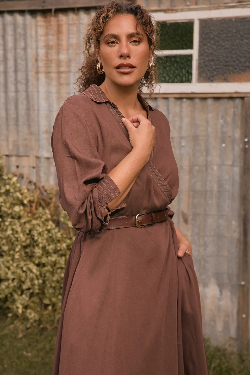 Wendy Tencel Wrap Dress in Chocolate