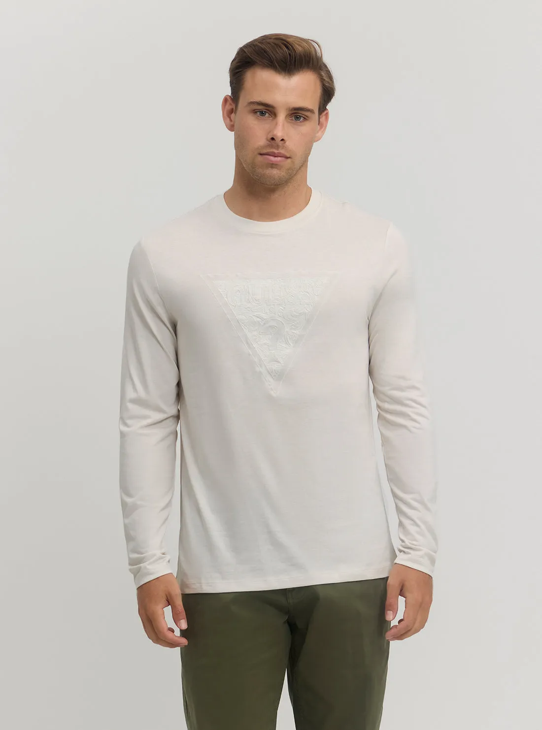 White Embroidered Long Sleeve T-Shirt