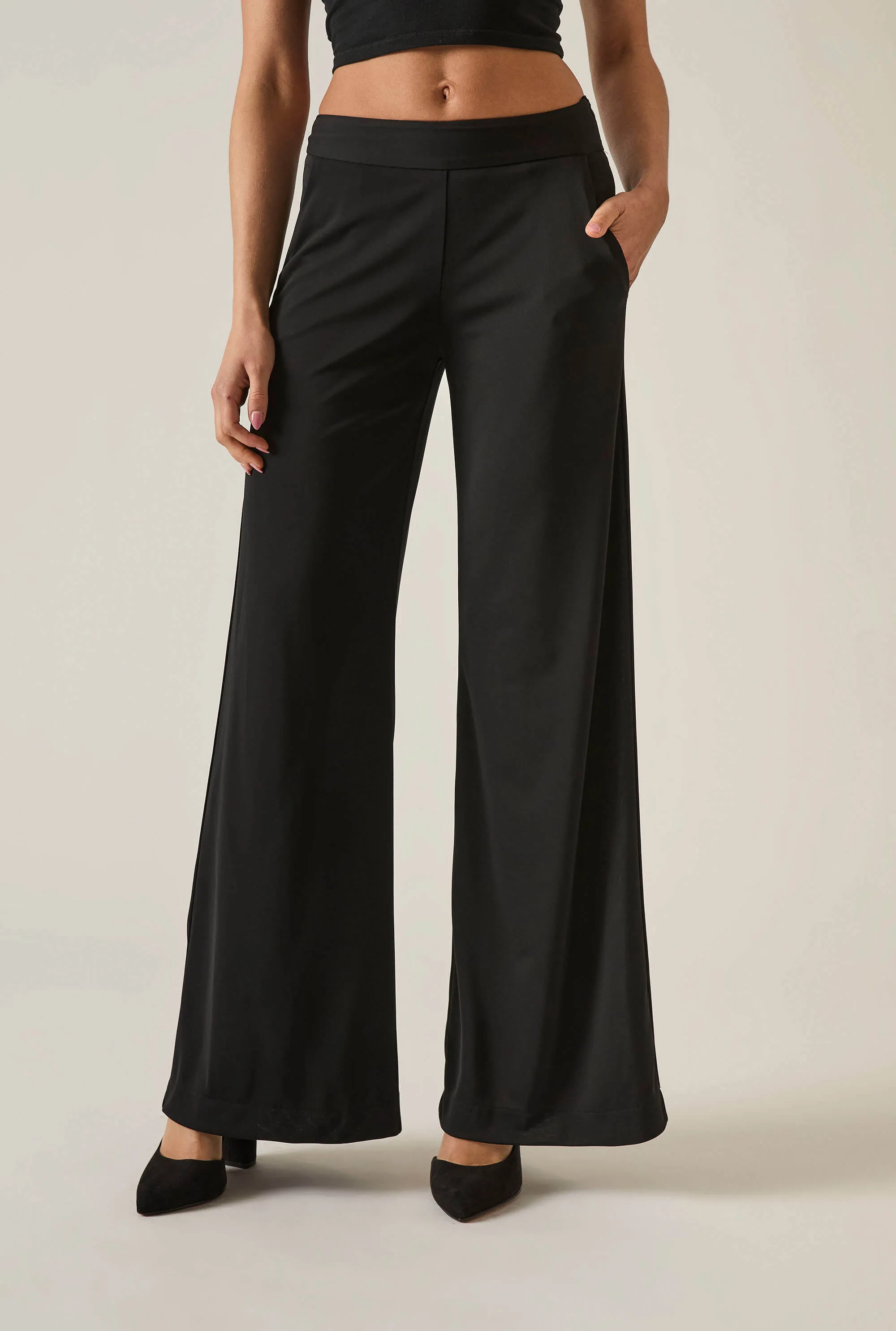 Wide-Leg Black Trousers