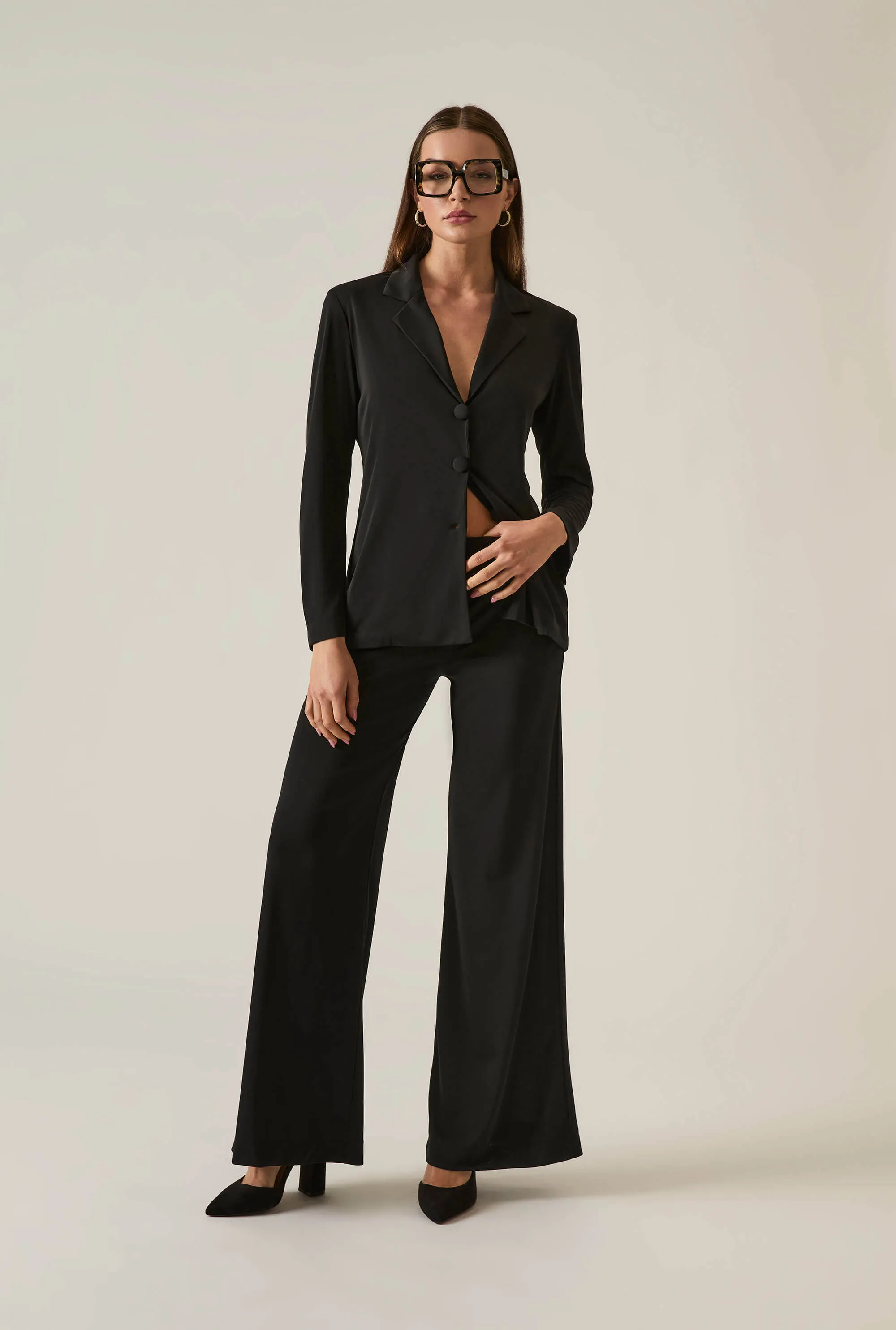 Wide-Leg Black Trousers