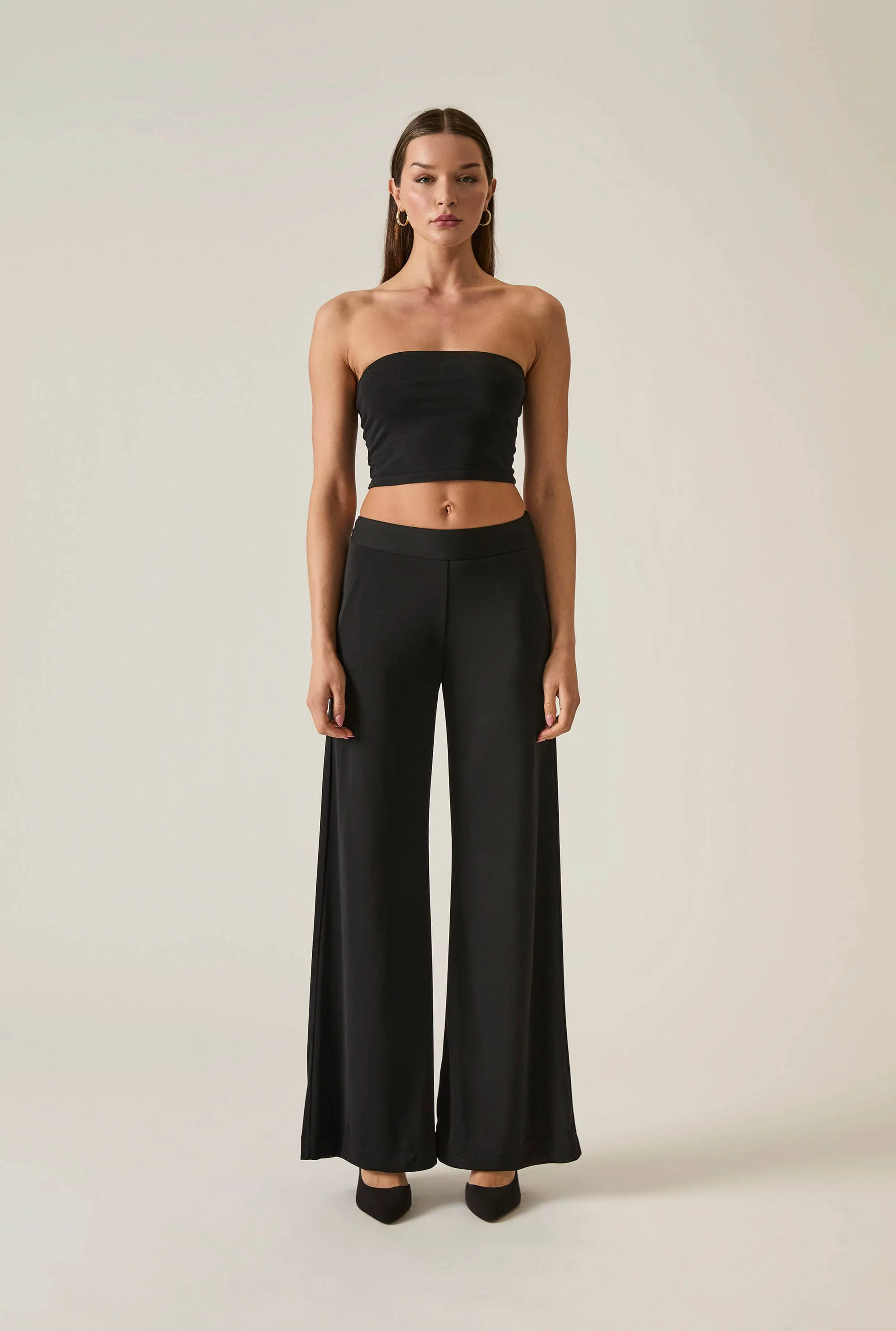 Wide-Leg Black Trousers