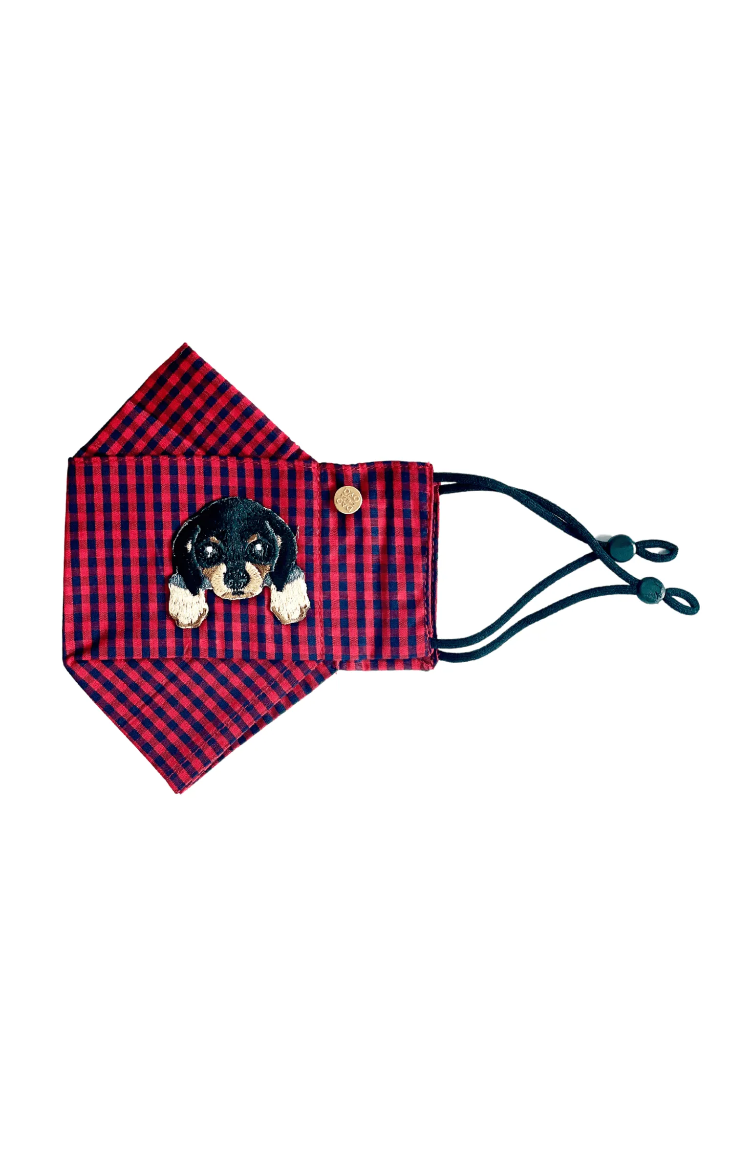 Wiener Red Gingham Box Pleat Mask ( w Filter Pocket)