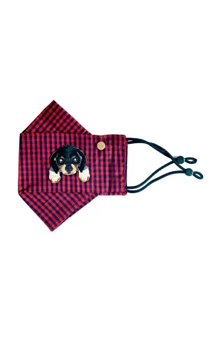 Wiener Red Gingham Box Pleat Mask ( w Filter Pocket)