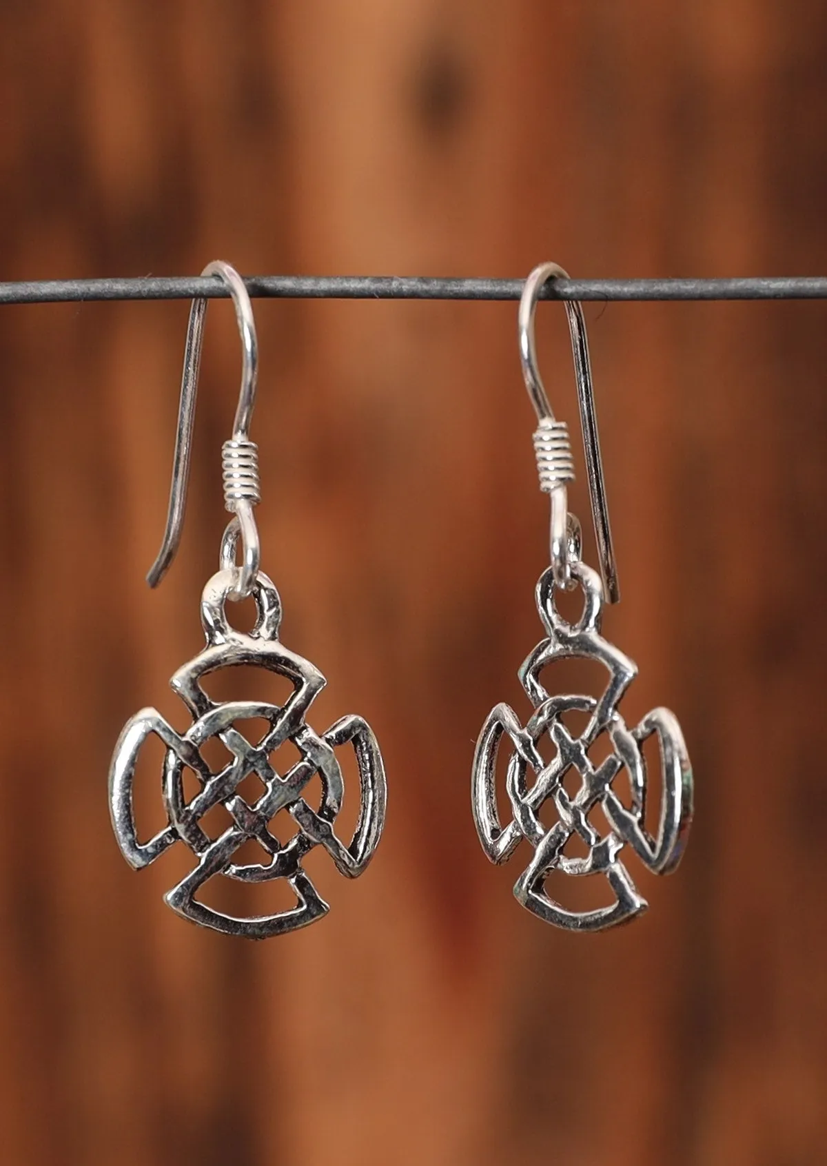 Woven Shield Silver Earrings