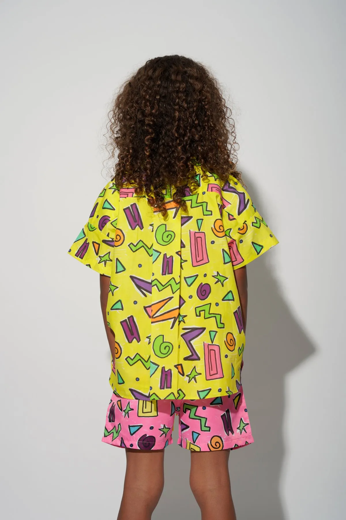 YELLOW SQUIGGLE PRINT SHORT SLEEVE SHIRT