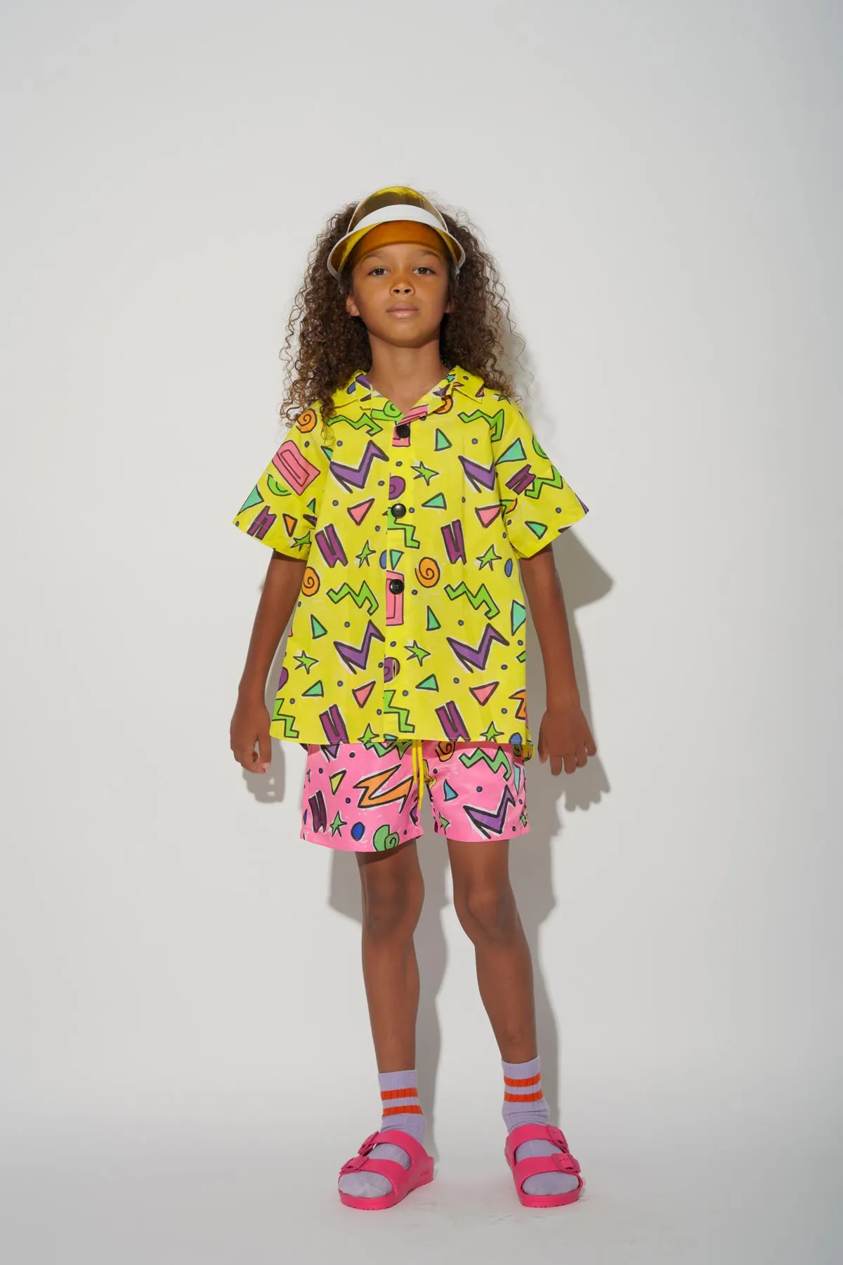 YELLOW SQUIGGLE PRINT SHORT SLEEVE SHIRT