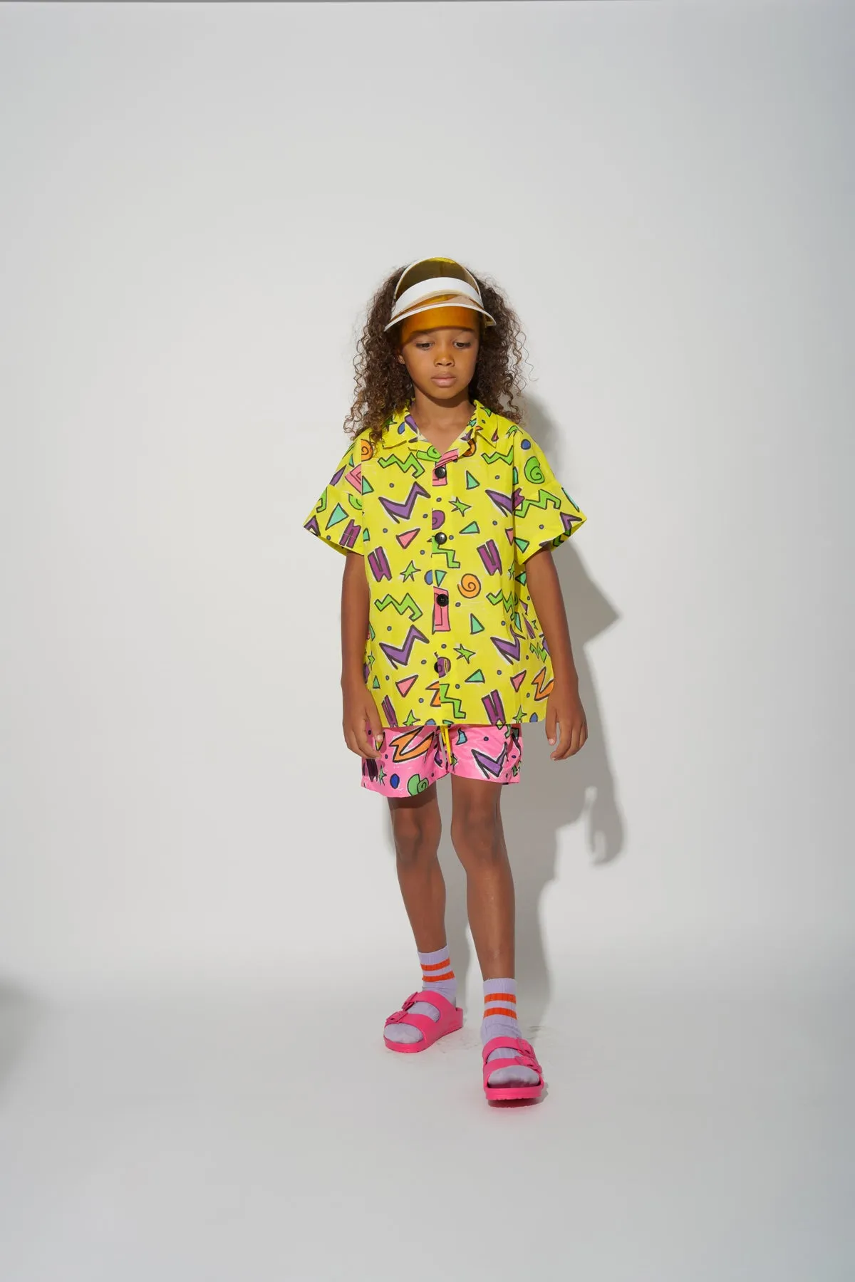 YELLOW SQUIGGLE PRINT SHORT SLEEVE SHIRT