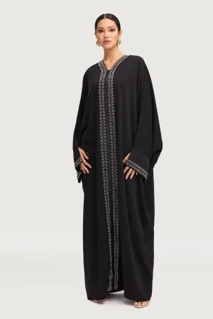 Zeina Black Embellished Abaya