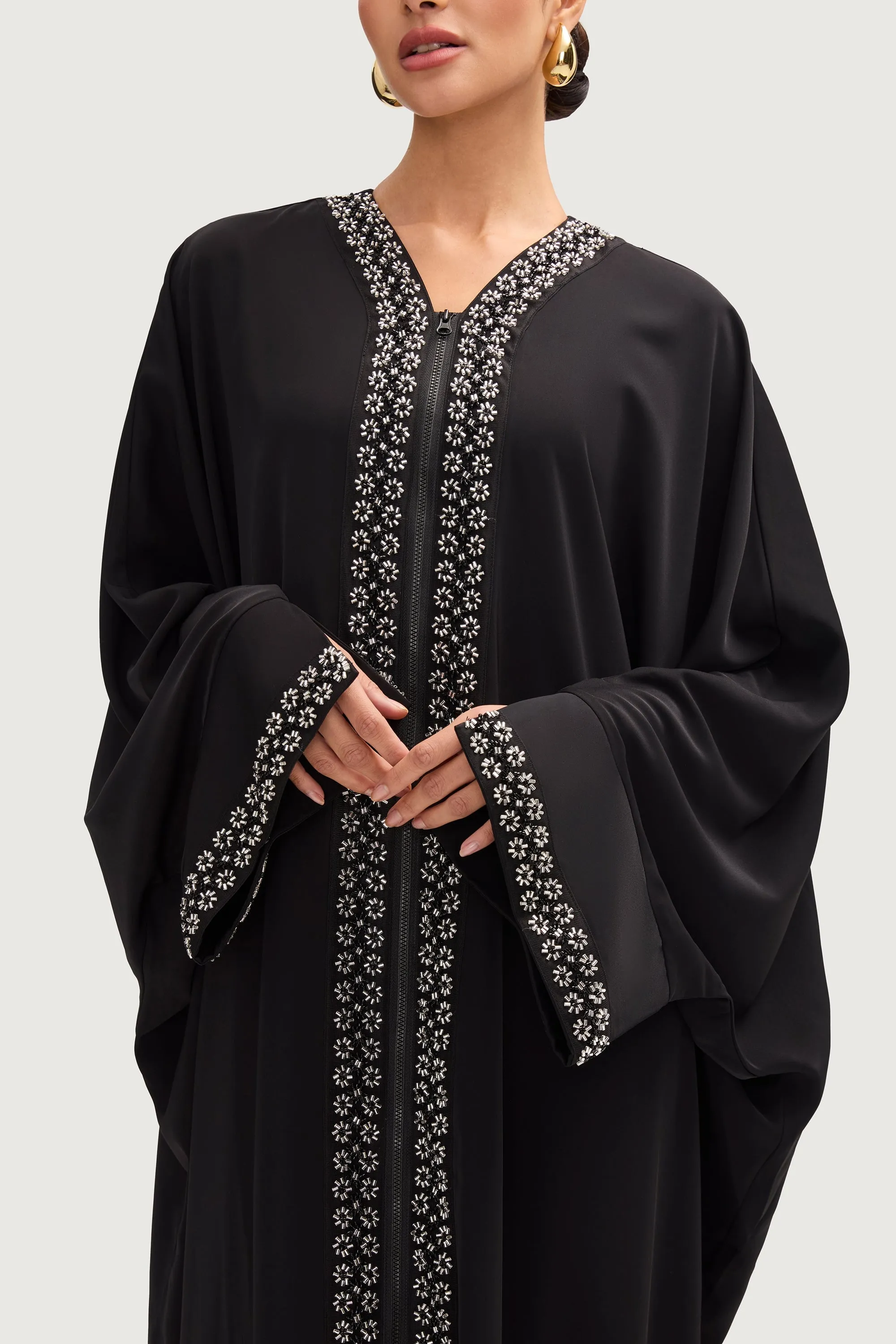 Zeina Black Embellished Abaya