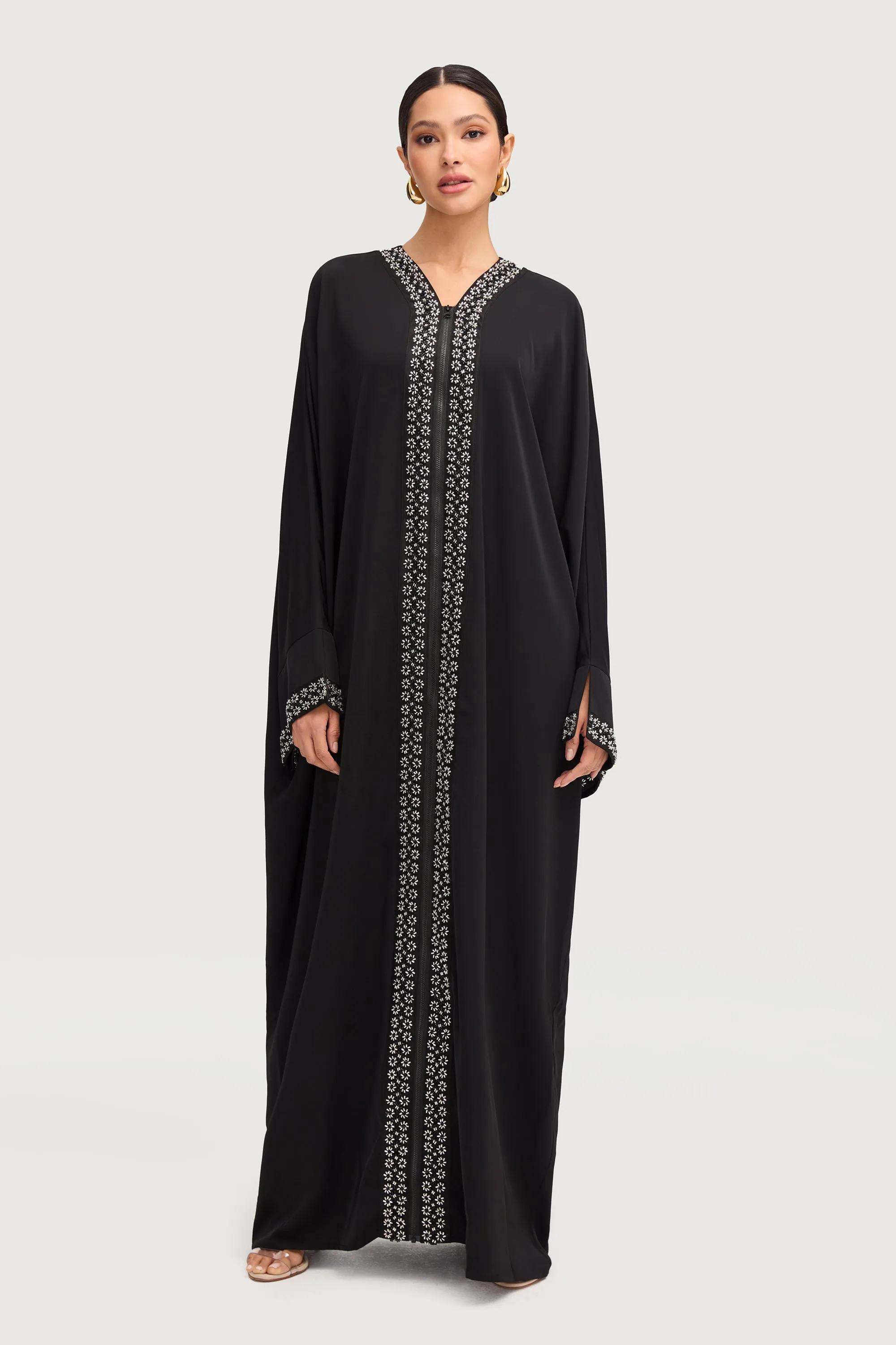 Zeina Black Embellished Abaya