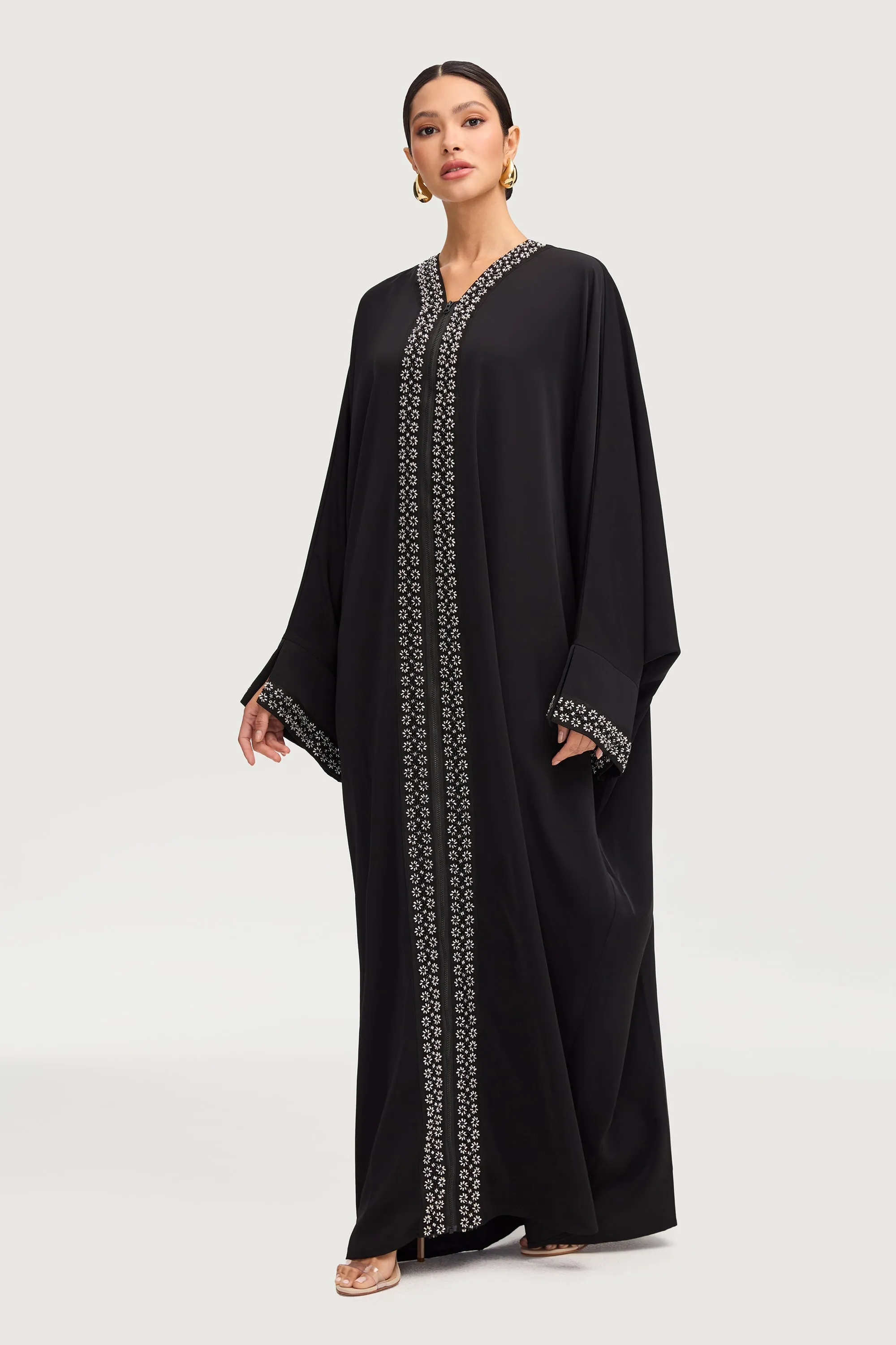 Zeina Black Embellished Abaya