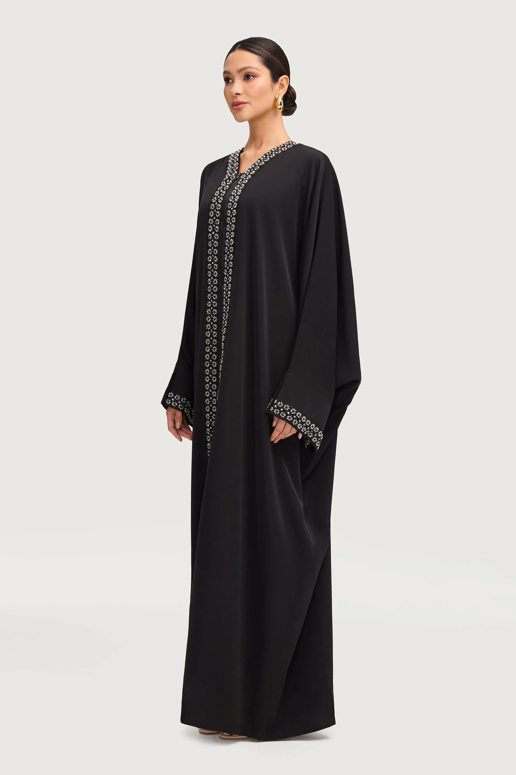 Zeina Black Embellished Abaya
